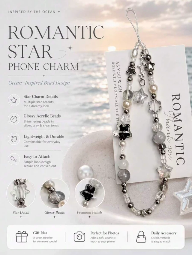 Alt view image 4 of 7 - Bks Fashion Beaded Phone Lanyard Star Accessory for Phone Camera Earphones Personalized Ornament Gift Decoration