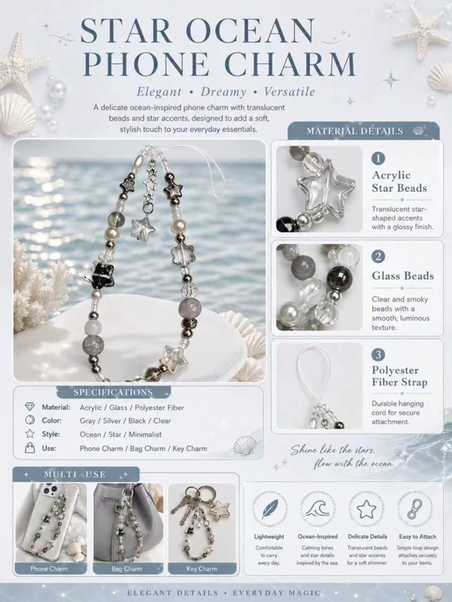 Alt view image 6 of 7 - Bks Fashion Beaded Phone Lanyard Star Accessory for Phone Camera Earphones Personalized Ornament Gift Decoration