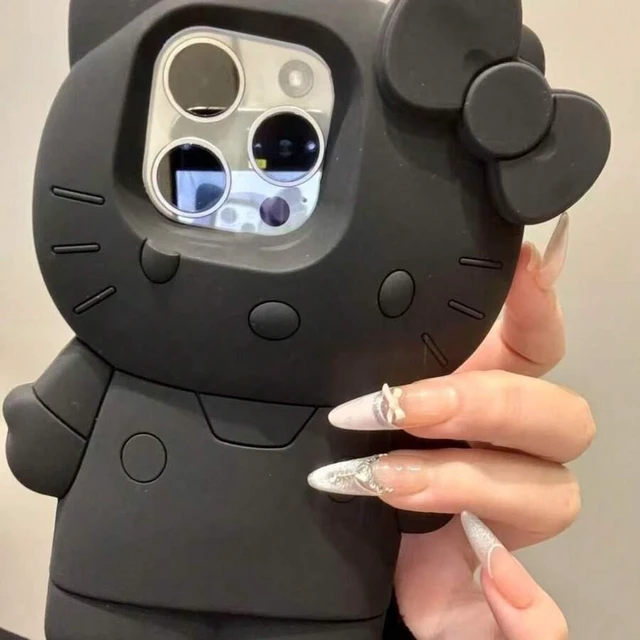 Main image of Bks Silicone Shockproof Phone Case with Kitty Cat Strap, Waterproof Anti-Drop Protective Cover for iPhone 17 16 15 14 13 12 11 Series