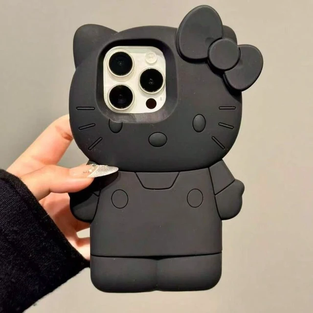 Alt view image 3 of 5 - Bks Silicone Shockproof Phone Case with Kitty Cat Strap, Waterproof Anti-Drop Protective Cover for iPhone 17 16 15 14 13 12 11 Series