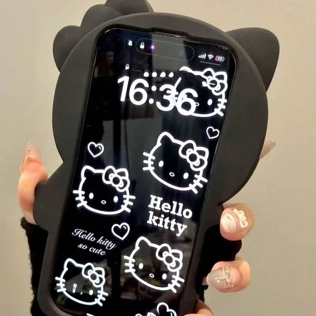 Alt view image 4 of 5 - Bks Silicone Shockproof Phone Case with Kitty Cat Strap, Waterproof Anti-Drop Protective Cover for iPhone 17 16 15 14 13 12 11 Series