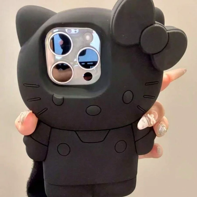 Alt view image 2 of 5 - Bks Silicone Shockproof Phone Case with Kitty Cat Strap, Waterproof Anti-Drop Protective Cover for iPhone 17 16 15 14 13 12 11 Series