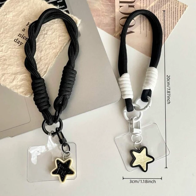 Alt view image 6 of 7 - Bks 2PCS Phone Lanyard with Star Pendant and Card Holder Woven Strap Keychain Clip for Women Men Holiday Gift