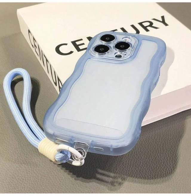 Alt view image 6 of 7 - Bks Shockproof Wavy Frame Phone Case With Lanyard For iPhone 16 15 14 13 12 Series Anti-Fall Scratch Resistant Protective Cover Purple