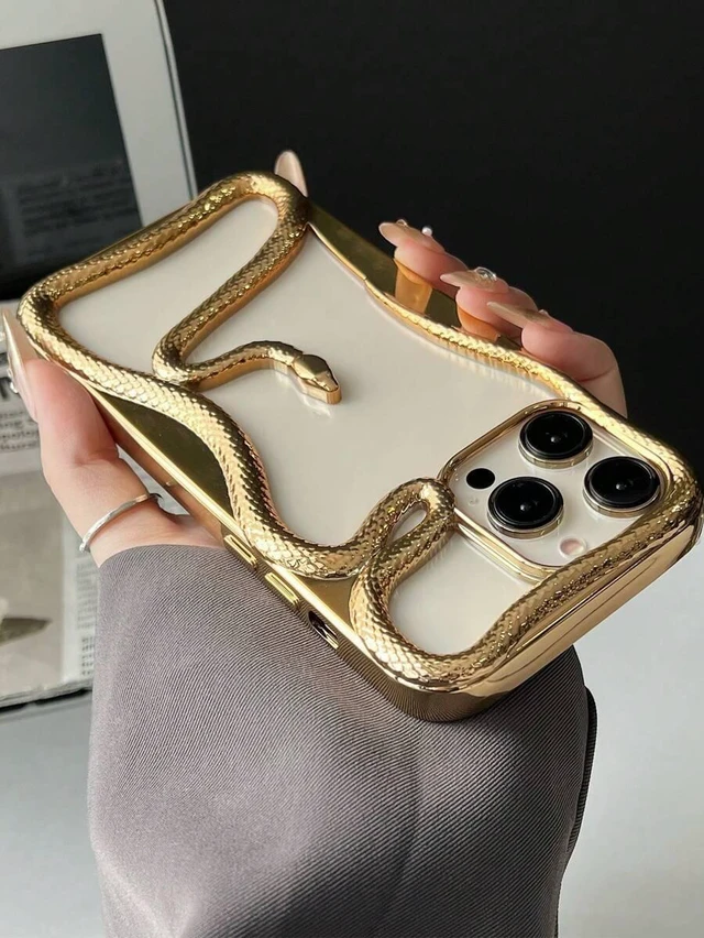 Alt view image 3 of 7 - Bks 3D Gold Snake Design Phone Case Full Coverage Anti-Fall Protective Cover for iPhone and Samsung Galaxy Models