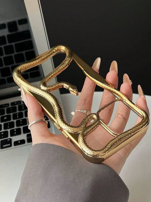 Alt view image 4 of 7 - Bks 3D Gold Snake Design Phone Case Full Coverage Anti-Fall Protective Cover for iPhone and Samsung Galaxy Models