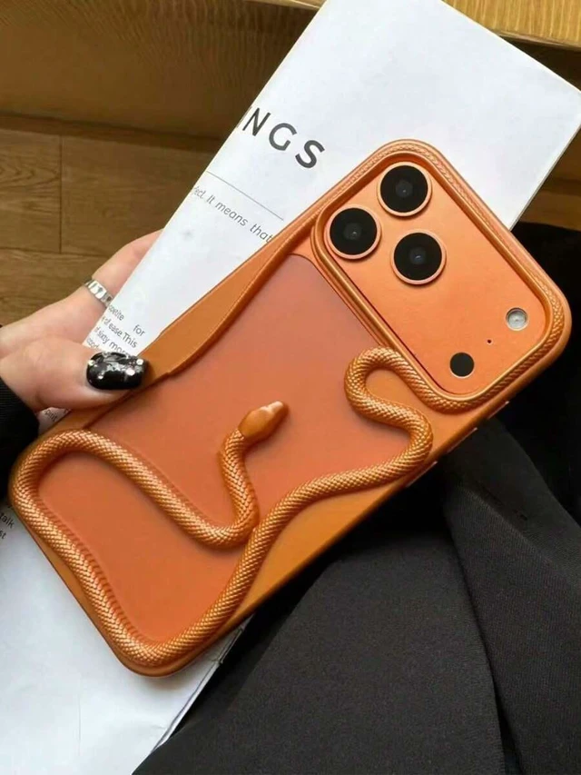 Alt view image 7 of 7 - Bks 3D Gold Snake Design Phone Case Full Coverage Anti-Fall Protective Cover for iPhone and Samsung Galaxy Models