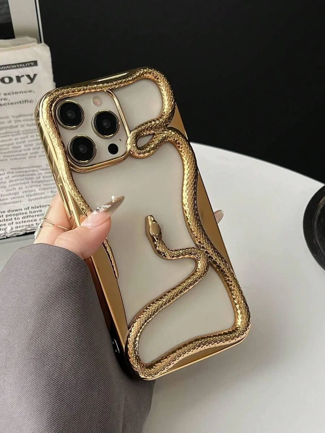 Alt view image 2 of 7 - Bks 3D Gold Snake Design Phone Case Full Coverage Anti-Fall Protective Cover for iPhone and Samsung Galaxy Models