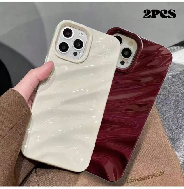 Alt view image 4 of 7 - Bks Minimalist White Asymmetrical Wave Fashion 1pc Anti-Slip Wrinkle Water Wave + Wrist Strap Phone Case Compatible With IPhone 11, 13, 12, 14, 13 Pro Max, 14 Pro Max, 15, 15 Pro, 15 Pro Max, 16, 16 P