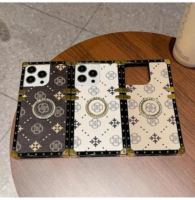 Alt view image 7 of 7 - Bks Brown Flower Leather Ring Holder Phone Case Shockproof Wear-Resistant Minimalist Style Compatible With iPhone 11 12 13 14 15 And Galaxy S21 S22 S23 S24 S25 Ultra Z Flip Series