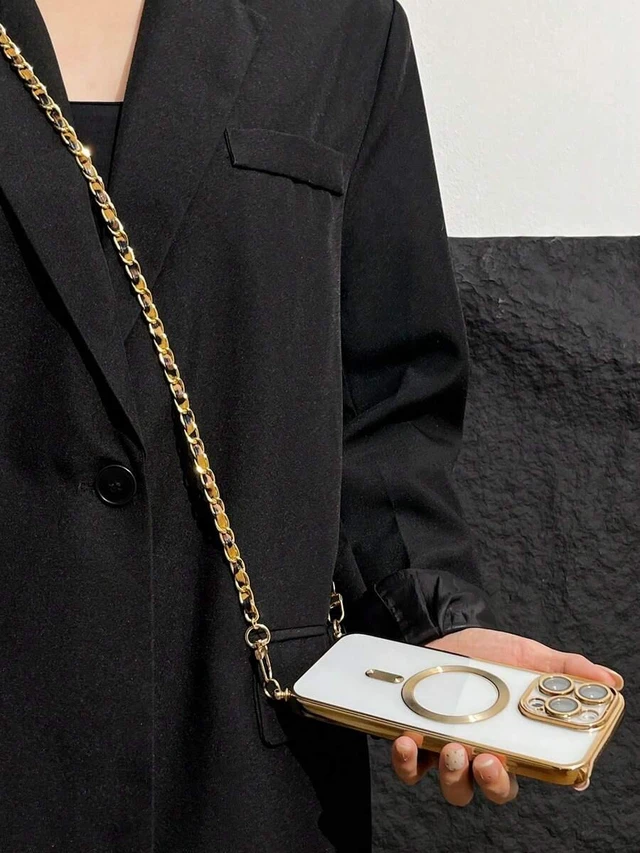 Alt view image 4 of 7 - Bks Alloy TPU Lanyard Style Magnetic Phone Case With Long Strap Compatible iPhone 17 15 14 13 12 11 Series Gold