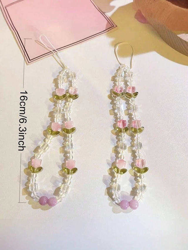 Alt view image 6 of 7 - Bks Minimalist Tulip Flower Phone Lanyard Wrist Strap Bag Charm Crossbody Accessory for Smartphone Camera Daily Use