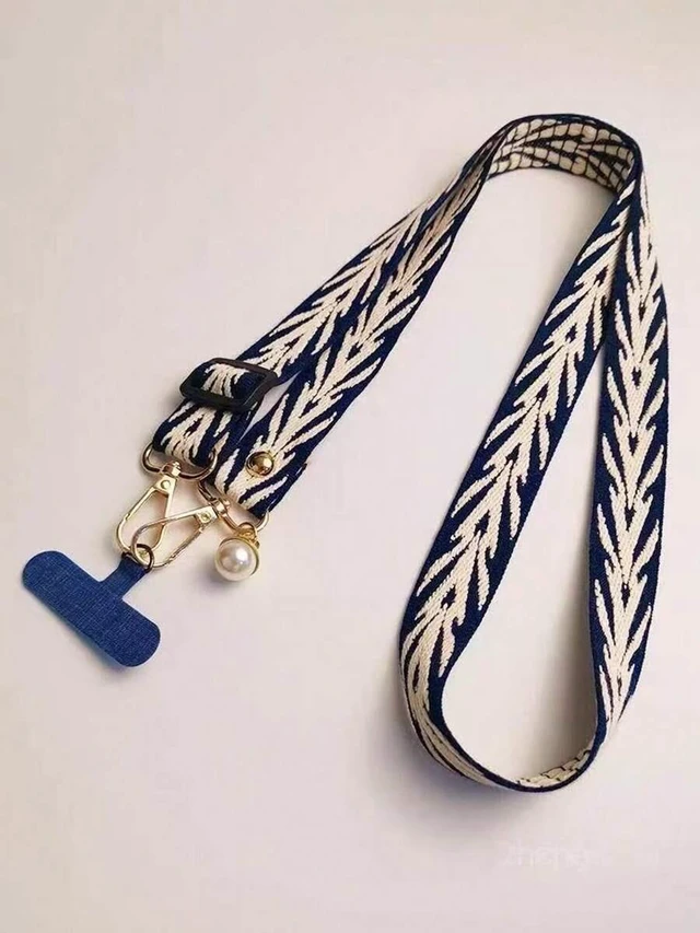 Main image of Bks Fabric Embroidered Phone Lanyard, Adjustable Crossbody Strap, Charging Port Card Slot, Anti-Lost Anti-Theft For Women