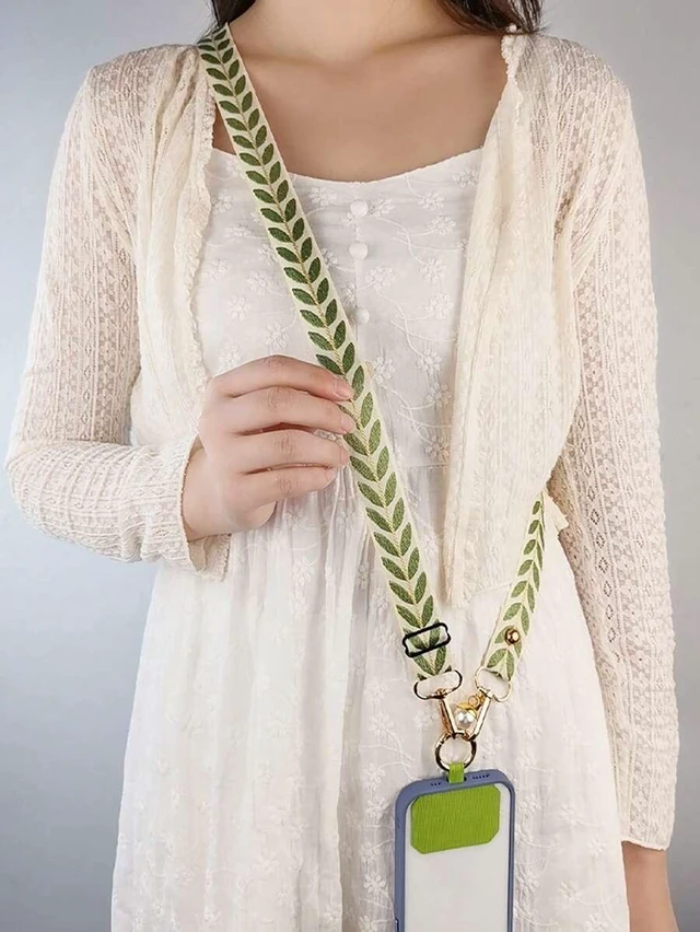 Alt view image 7 of 7 - Bks Adjustable Pearl Decorated Wide Strap Crossbody Phone Lanyard Elegant Charm Holder Gift for Mother Family Friends Birthday Holiday