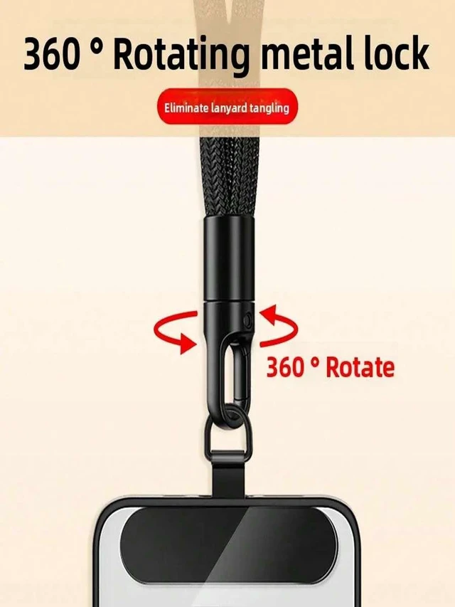 Alt view image 6 of 7 - Bks Smart Phone Wrist Strap Lanyard 360 Rotatable Anti-Tangle Crossbody Travel Keychain Adjustable Metal Clip Chain Gift