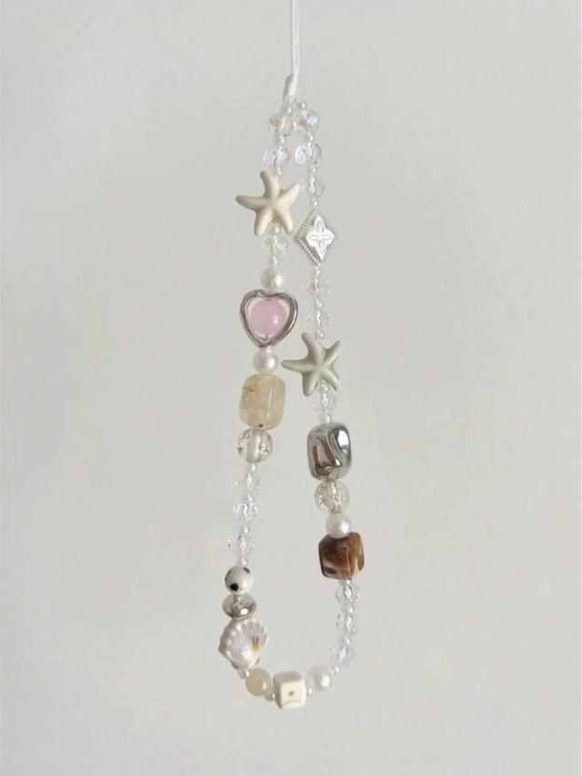 Main image of Bks Beaded Phone Lanyard Strap with Sweetheart Design for Camera and Cell Phones Random Color