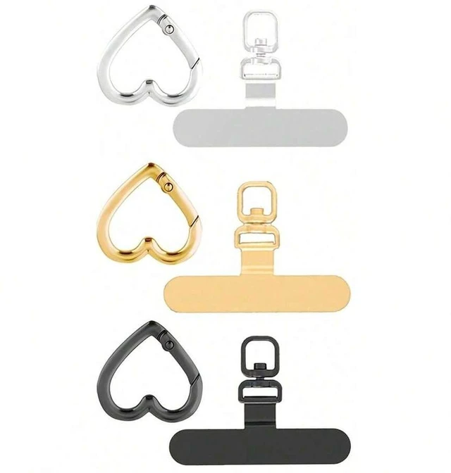 Main image of Bks 2-In-1 Rotating Stainless Steel Phone Lanyard Clip with Spring Ring Anti-Drop Finger Strap Universal Case Back Adhesive Holder