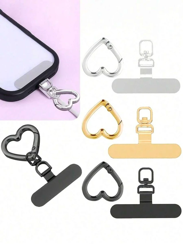 Alt view image 3 of 7 - Bks 2-In-1 Rotating Stainless Steel Phone Lanyard Clip with Spring Ring Anti-Drop Finger Strap Universal Case Back Adhesive Holder