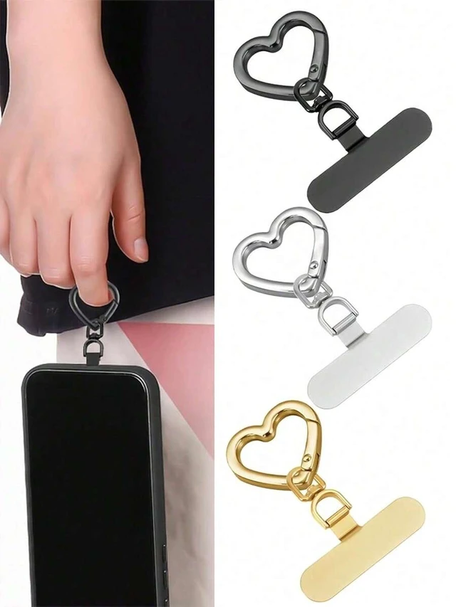 Alt view image 6 of 7 - Bks 2-In-1 Rotating Stainless Steel Phone Lanyard Clip with Spring Ring Anti-Drop Finger Strap Universal Case Back Adhesive Holder