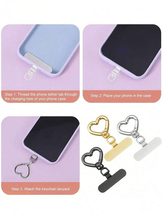 Alt view image 7 of 7 - Bks 2-In-1 Rotating Stainless Steel Phone Lanyard Clip with Spring Ring Anti-Drop Finger Strap Universal Case Back Adhesive Holder