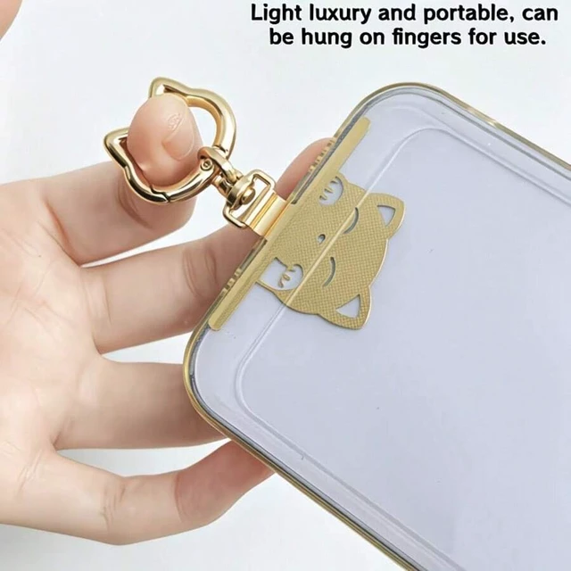 Alt view image 4 of 7 - Bks 2-In-1 Stainless Steel Phone Lanyard Clip 360° Rotating No-Tangle Cat Head Spring Ring Durable Metal Connector Compatible Crossbody Wrist Strap Universal Accessory