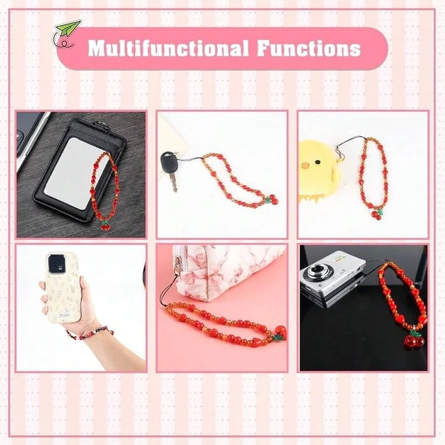 Alt view image 4 of 7 - Bks Cherry Phone Charm Strap Cute Cell Phone Lanyard Wrist Keychain Aesthetic Accessories For Bag Camera Pendant