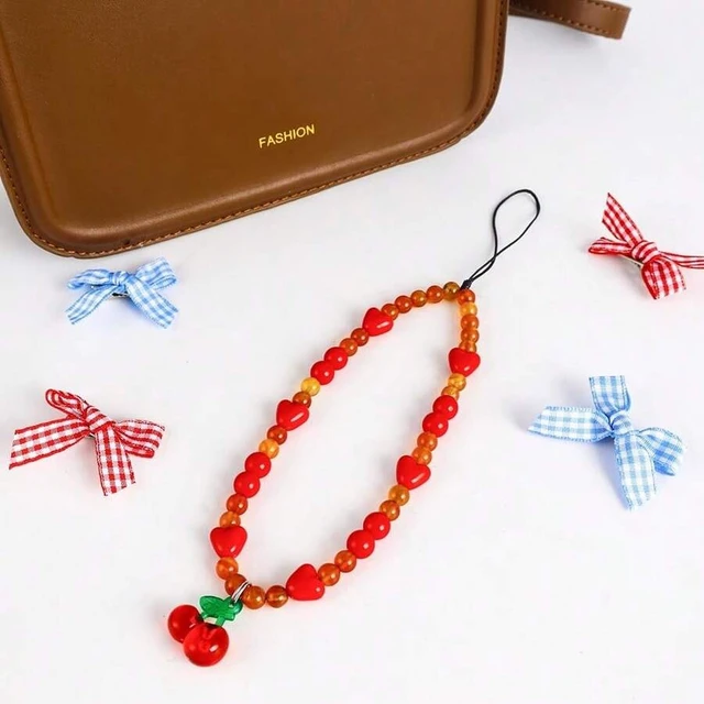 Alt view image 5 of 7 - Bks Cherry Phone Charm Strap Cute Cell Phone Lanyard Wrist Keychain Aesthetic Accessories For Bag Camera Pendant