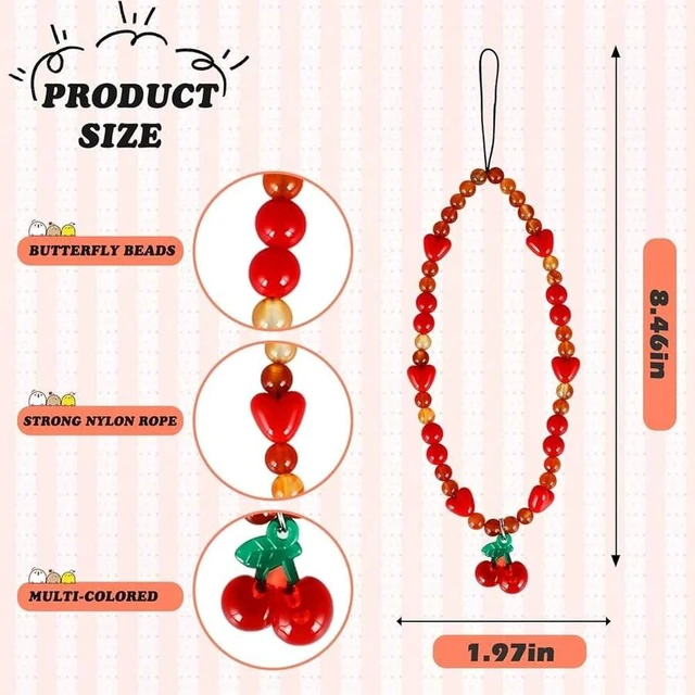 Alt view image 6 of 7 - Bks Cherry Phone Charm Strap Cute Cell Phone Lanyard Wrist Keychain Aesthetic Accessories For Bag Camera Pendant