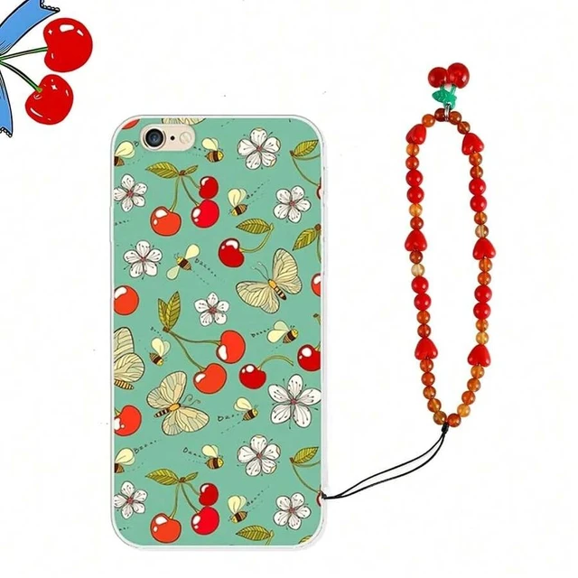Alt view image 7 of 7 - Bks Cherry Phone Charm Strap Cute Cell Phone Lanyard Wrist Keychain Aesthetic Accessories For Bag Camera Pendant