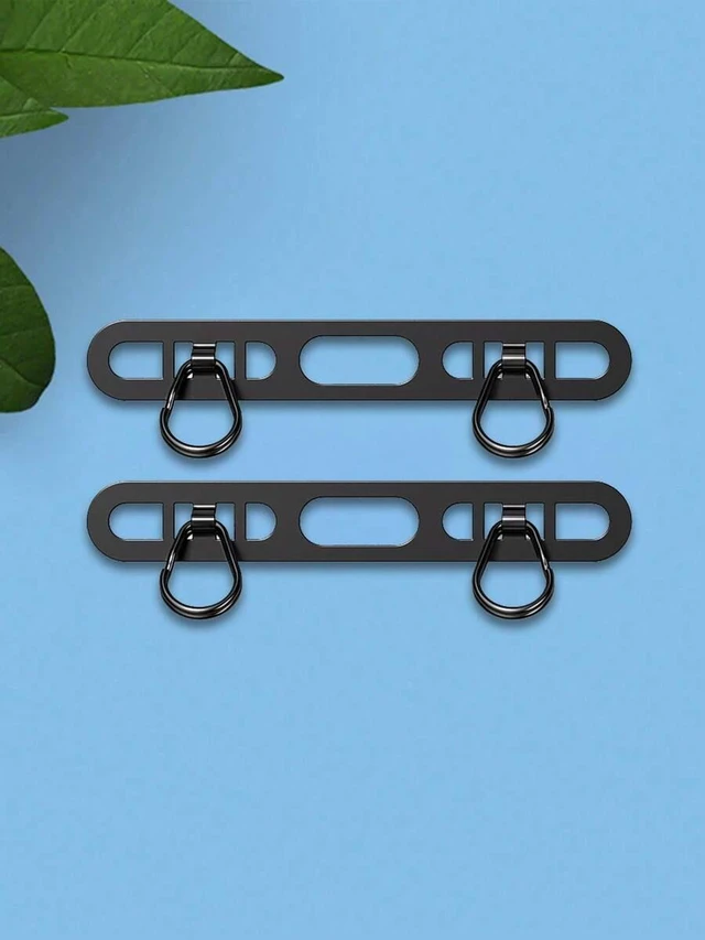 Main image of Bks 304 Stainless Steel Side-Mounted Phone Clip, Ultra-Thin Adhesive Back, Sturdy Connected Ring, Dual Clip Design, Wrist Strap Metal Ring Gift