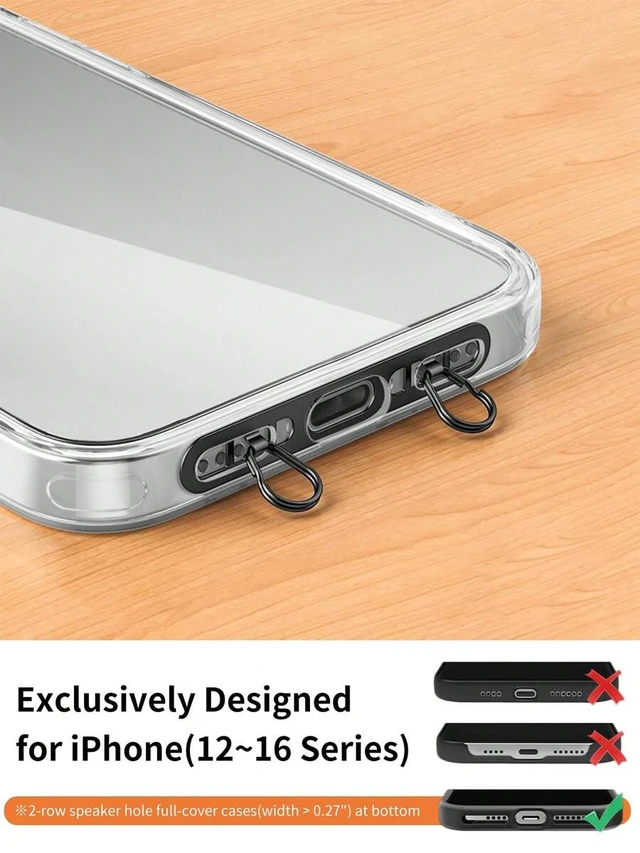 Alt view image 3 of 7 - Bks 304 Stainless Steel Side-Mounted Phone Clip, Ultra-Thin Adhesive Back, Sturdy Connected Ring, Dual Clip Design, Wrist Strap Metal Ring Gift