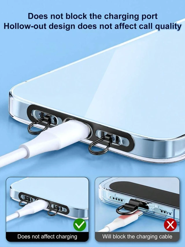 Alt view image 6 of 7 - Bks 304 Stainless Steel Side-Mounted Phone Clip, Ultra-Thin Adhesive Back, Sturdy Connected Ring, Dual Clip Design, Wrist Strap Metal Ring Gift