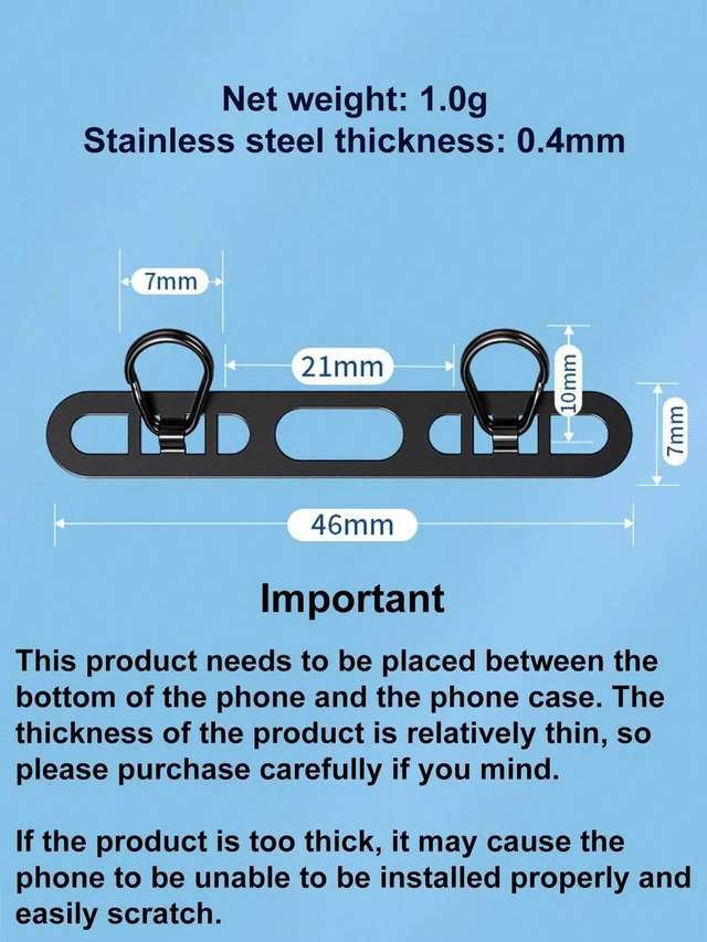 Alt view image 4 of 7 - Bks 304 Stainless Steel Side-Mounted Phone Clip, Ultra-Thin Adhesive Back, Sturdy Connected Ring, Dual Clip Design, Wrist Strap Metal Ring Gift