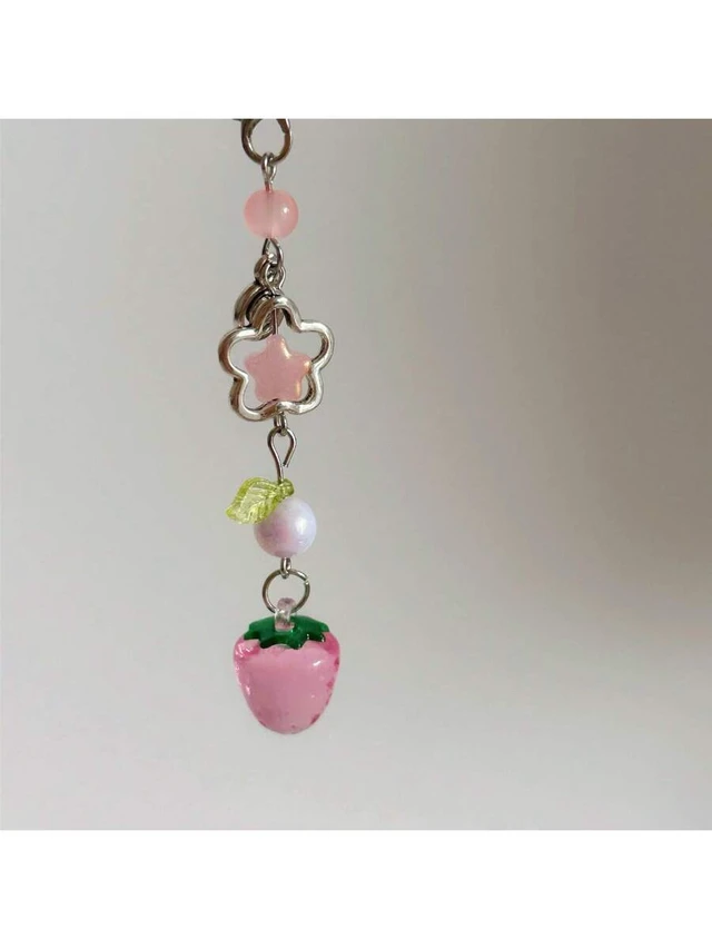 Alt view image 6 of 7 - Bks Strawberry Phone Lanyard Pink Fruit Charm Heart Decor Gift For Mother Family Friends Birthday Holiday Phone Chain Accessory