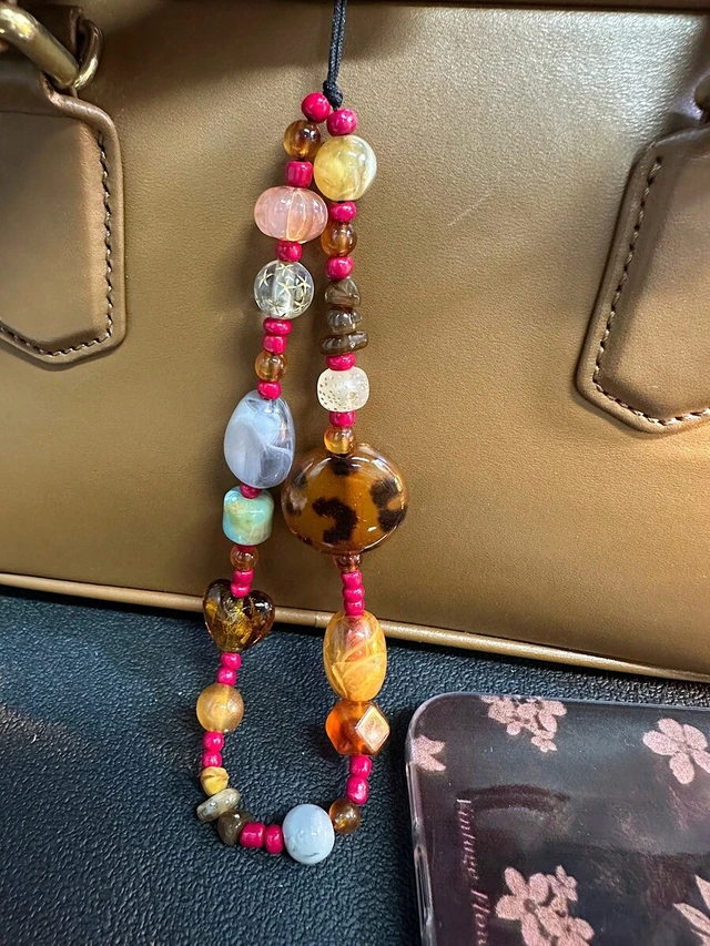 Alt view image 2 of 7 - Bks Beaded Phone Lanyard Brown Leopard Print Short Wrist Strap Camera Charm Pendant For Women