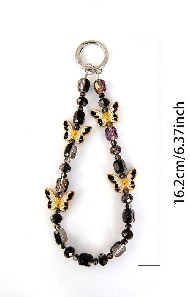 Main image of Bks Vintage Caramel Faceted Crystal Bead Phone Lanyard, Gradient Amber Brown Glass Beads, Detachable Wrist Strap, Retro Autumn Aesthetic Hand Strap Accessory for Women