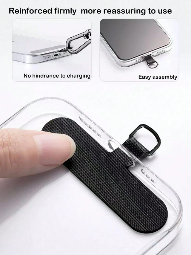 Alt view image 2 of 7 - Bks Universal Phone Lanyard Clips Replacement Parts for Cases Fit All Phones Black White Won't Affect Charging