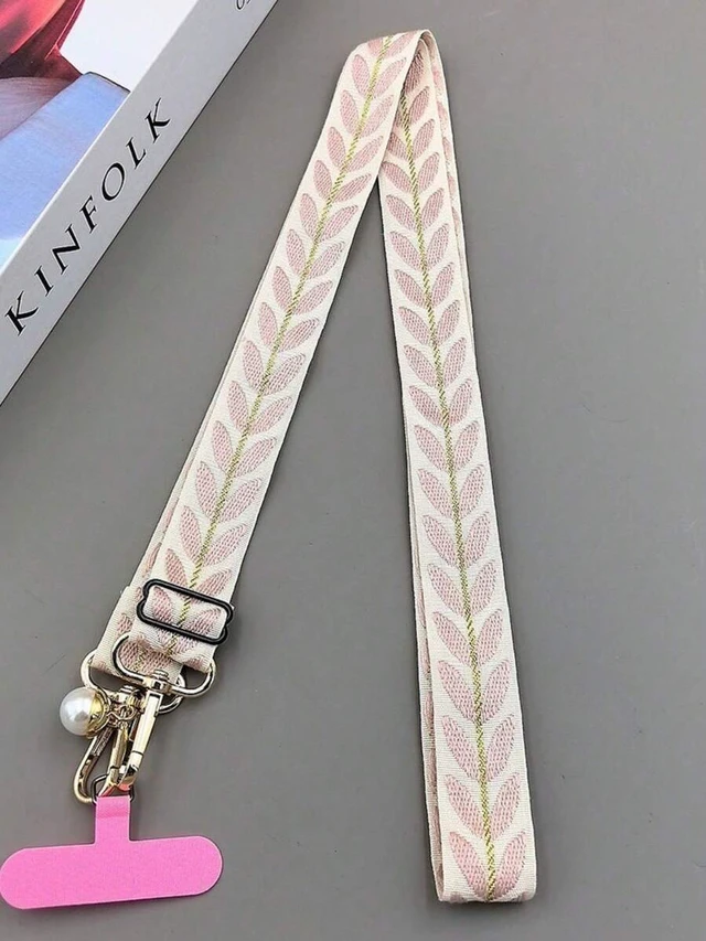 Alt view image 7 of 7 - Bks Fabric Embroidered Phone Lanyard, Adjustable Crossbody Strap, Charging Port Card Slot, Anti-Lost Anti-Theft For Women