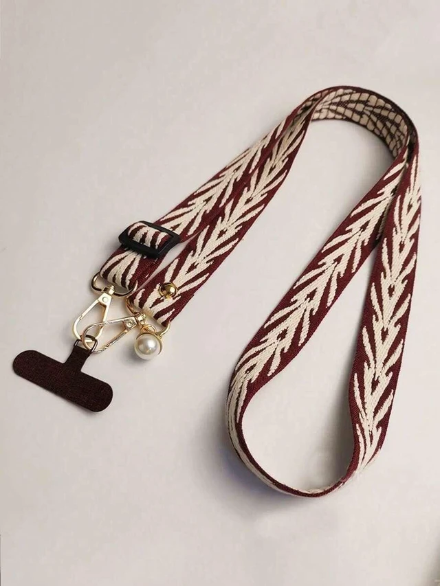 Alt view image 2 of 7 - Bks Fabric Embroidered Phone Lanyard, Adjustable Crossbody Strap, Charging Port Card Slot, Anti-Lost Anti-Theft For Women