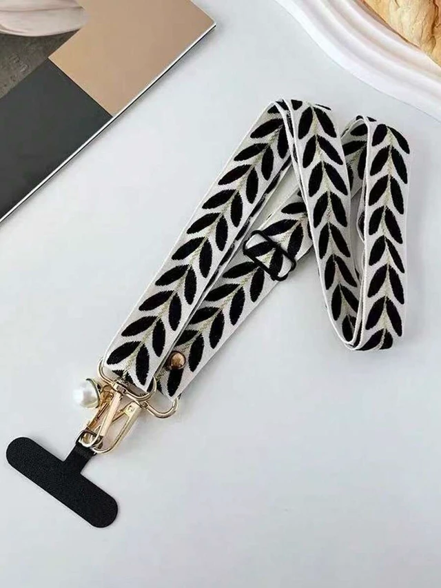 Alt view image 3 of 7 - Bks Fabric Embroidered Phone Lanyard, Adjustable Crossbody Strap, Charging Port Card Slot, Anti-Lost Anti-Theft For Women