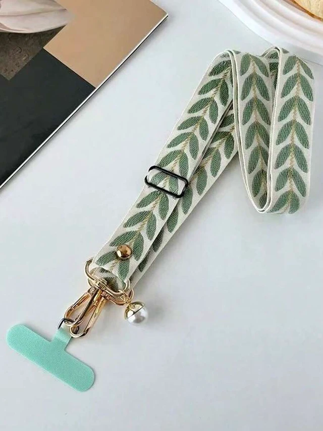 Alt view image 4 of 7 - Bks Fabric Embroidered Phone Lanyard, Adjustable Crossbody Strap, Charging Port Card Slot, Anti-Lost Anti-Theft For Women