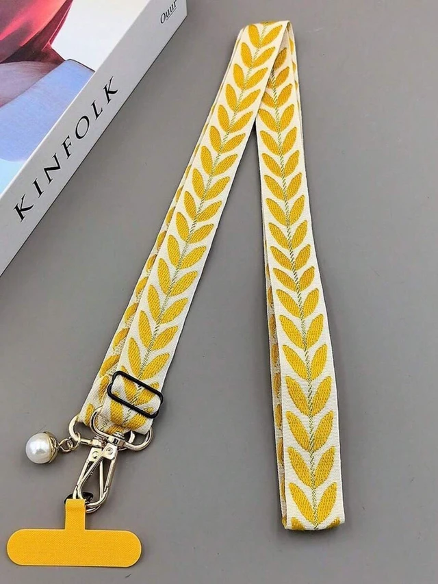 Alt view image 6 of 7 - Bks Fabric Embroidered Phone Lanyard, Adjustable Crossbody Strap, Charging Port Card Slot, Anti-Lost Anti-Theft For Women