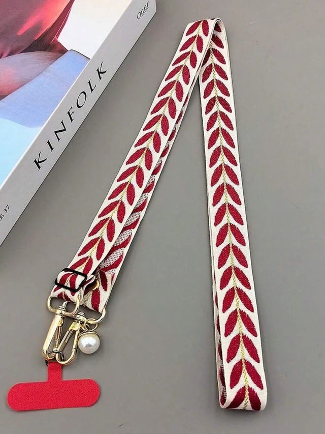 Alt view image 5 of 7 - Bks Fabric Embroidered Phone Lanyard, Adjustable Crossbody Strap, Charging Port Card Slot, Anti-Lost Anti-Theft For Women