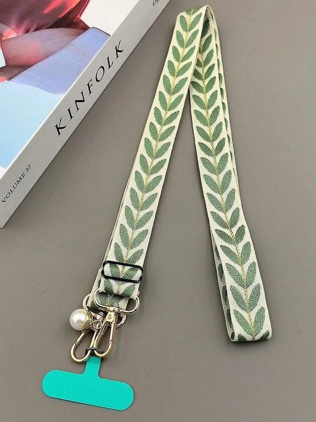 Alt view image 7 of 7 - Bks Fabric Embroidered Phone Lanyard, Adjustable Crossbody Strap, Charging Port Card Slot, Anti-Lost Anti-Theft For Women
