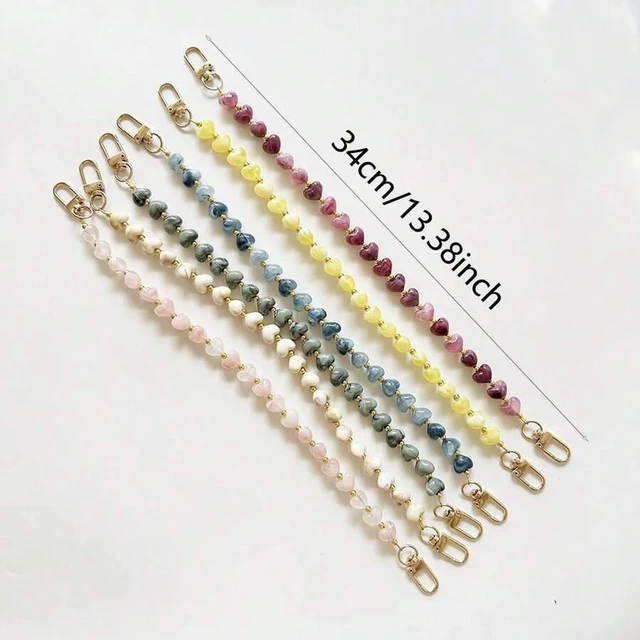 Alt view image 3 of 7 - Bks Heart Shaped Phone Lanyard Faux Stone Acrylic Bead Bag Charm Compatible With Android And Most Smartphones For Birthday Gift