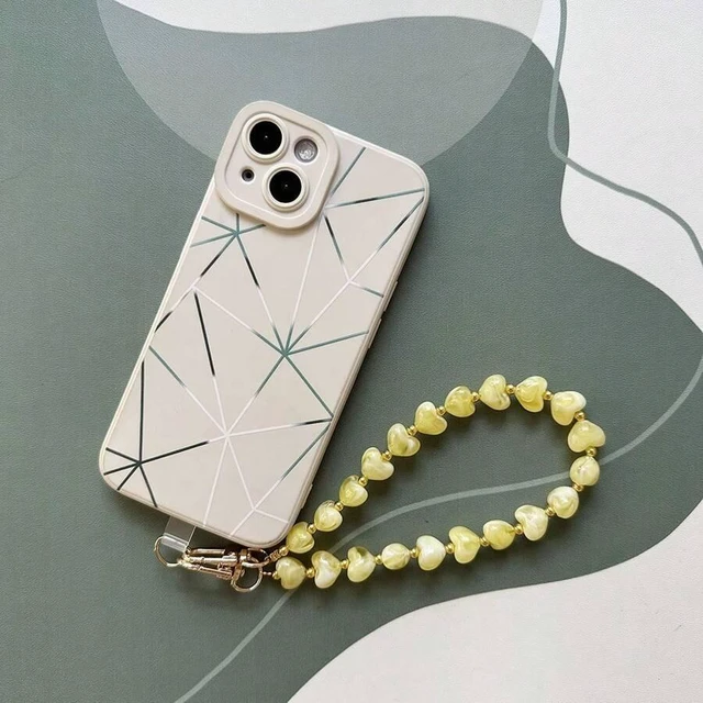 Alt view image 6 of 7 - Bks Heart Shaped Phone Lanyard Faux Stone Acrylic Bead Bag Charm Compatible With Android And Most Smartphones For Birthday Gift