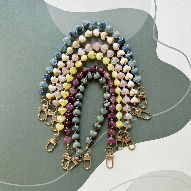 Alt view image 5 of 7 - Bks Heart Shaped Phone Lanyard Faux Stone Acrylic Bead Bag Charm Compatible With Android And Most Smartphones For Birthday Gift