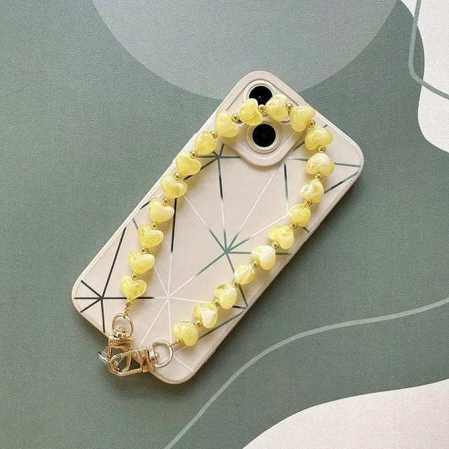 Alt view image 7 of 7 - Bks Heart Shaped Phone Lanyard Faux Stone Acrylic Bead Bag Charm Compatible With Android And Most Smartphones For Birthday Gift