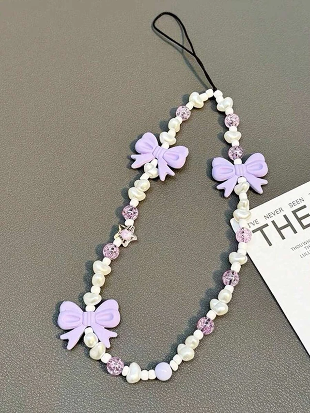 Alt view image 3 of 7 - Bks Pearl Pink Butterfly Phone Lanyard Cute Chain Gift for Mother Family Friends Birthday Holiday