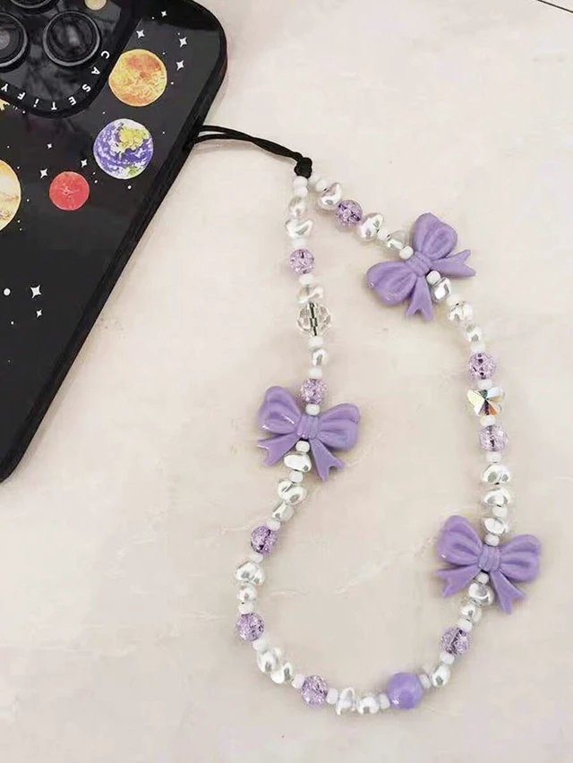 Alt view image 4 of 7 - Bks Pearl Pink Butterfly Phone Lanyard Cute Chain Gift for Mother Family Friends Birthday Holiday